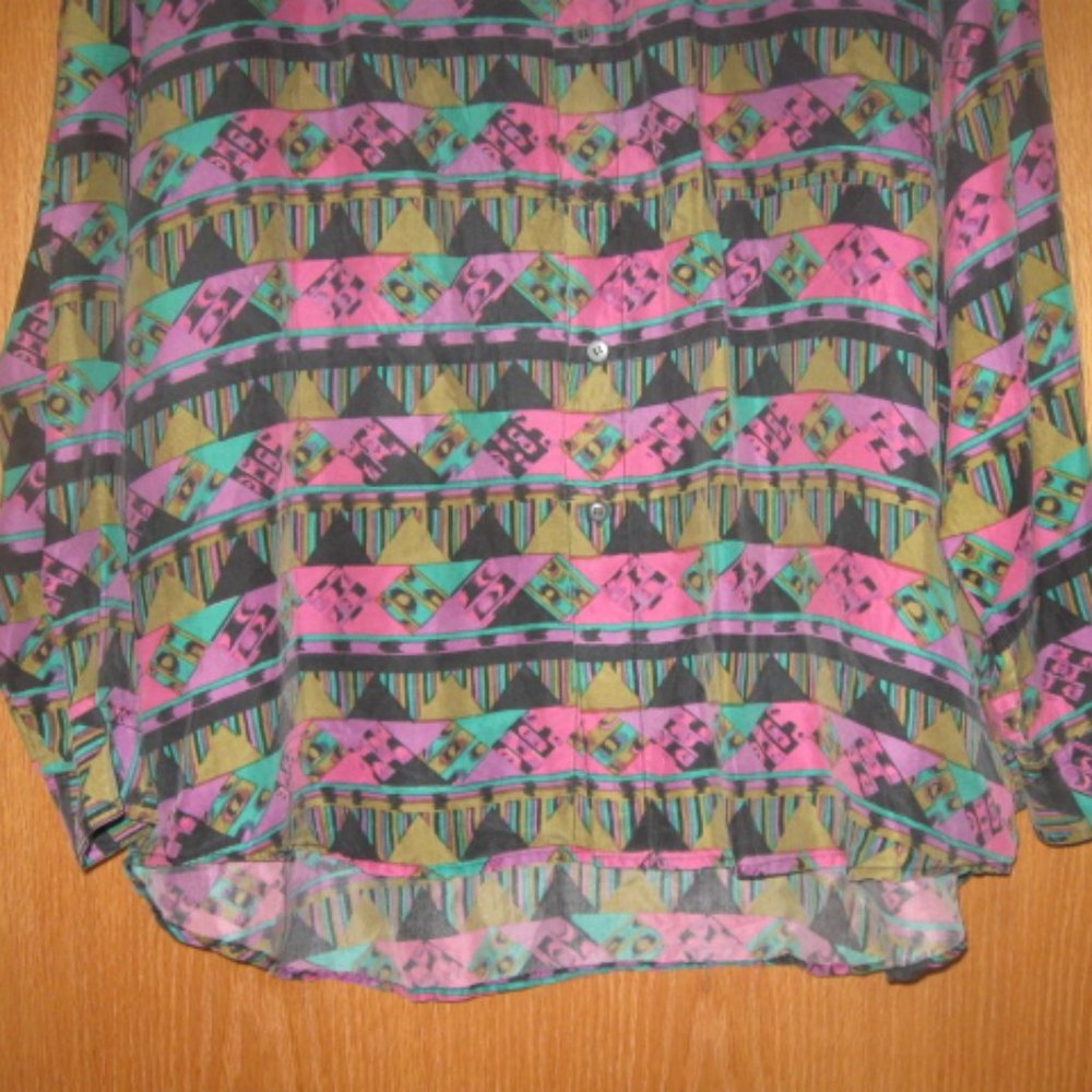 Silktime Multi-Colored Button Down Blouse - image 3